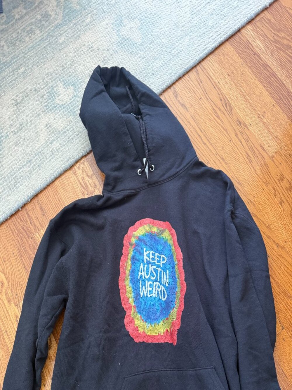 Keep Austin Weird Black Hoodie size Large